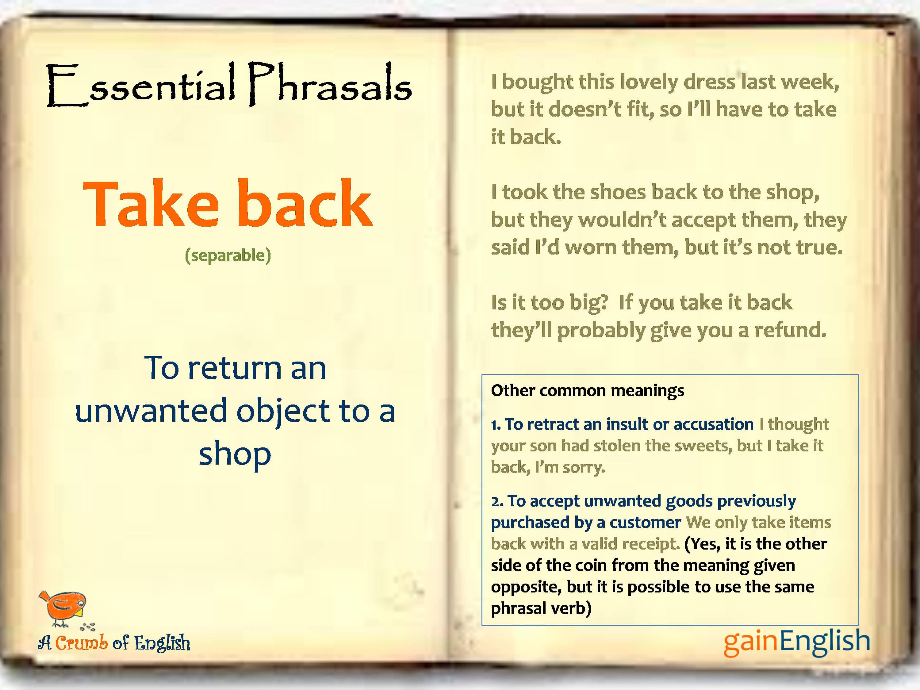 Phrasal Verb – Take Back «